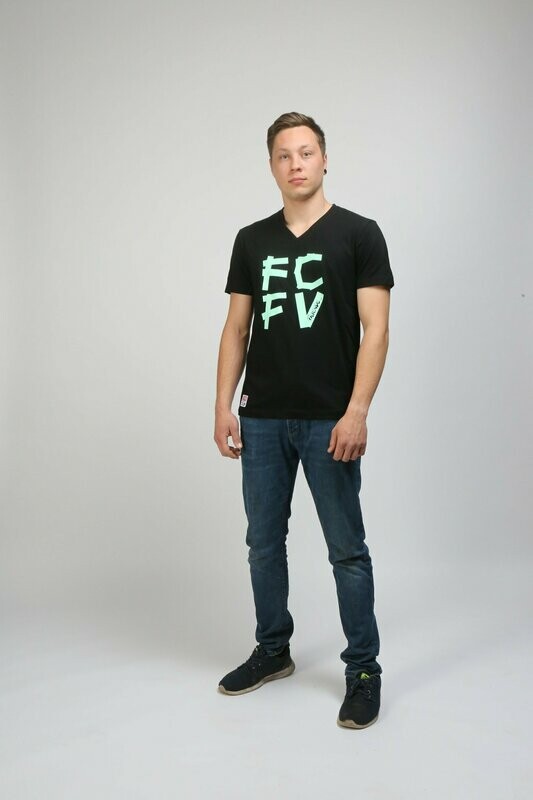V-Neck Shirt in schwarz mit Aufdruck V-Neck Shirt in schwarz mit Aufdruck
