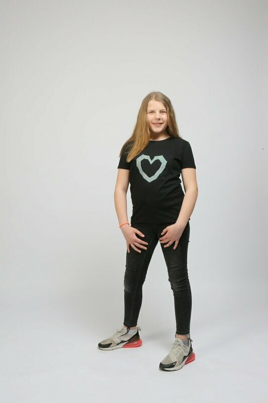 Damen-Shirt Schwarz mit Aufdruck Damen-Shirt Schwarz mit Aufdruck "Glitzerherz"