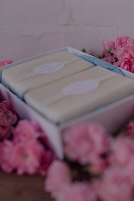 Two Lemongrass and Peppermint 110g soaps in a gift box