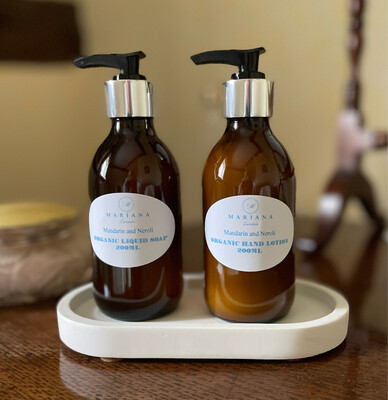 Rose Geranium and Bergamot Organic Liquid Soap and Hand Lotion Gift Set