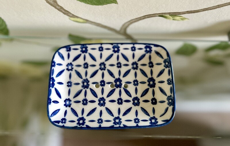 Blue and White Ceramic Soap Dish
