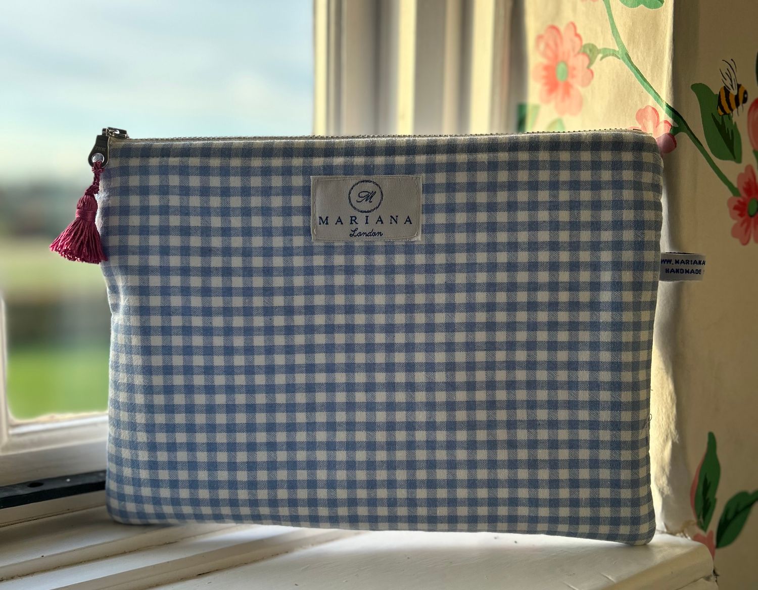 Blue Gingham Wash Bag