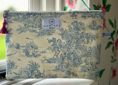 Blue Toile Wash Bag