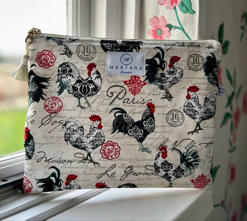Black And White Cockerels Wash Bag