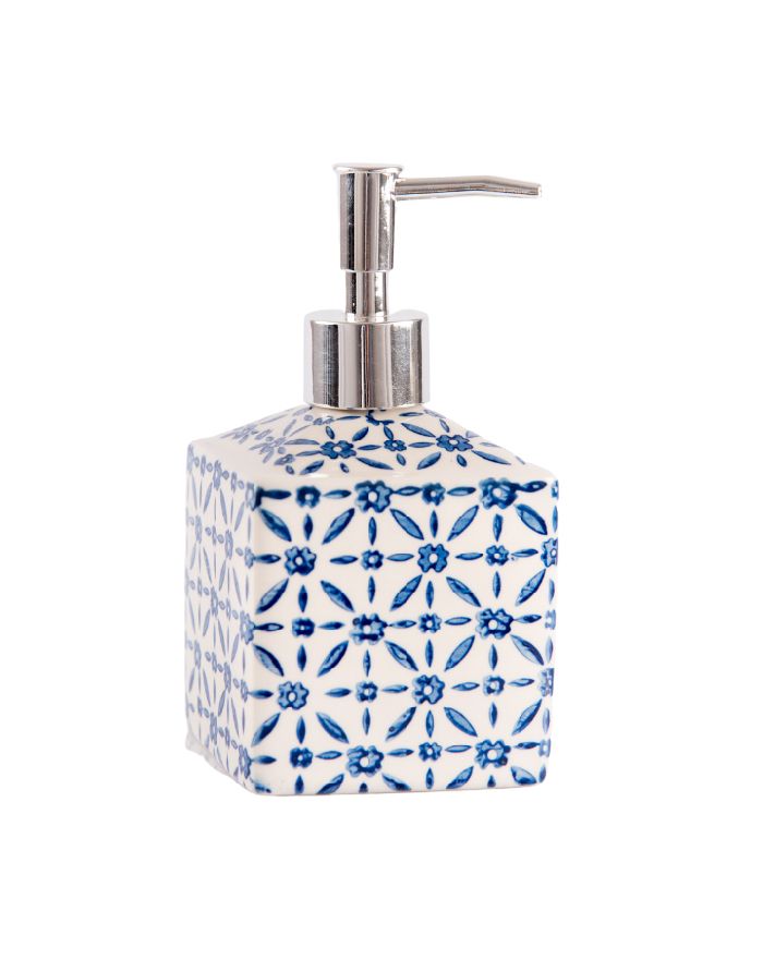 Blue and White Ceramic Liquid Soap Dispenser