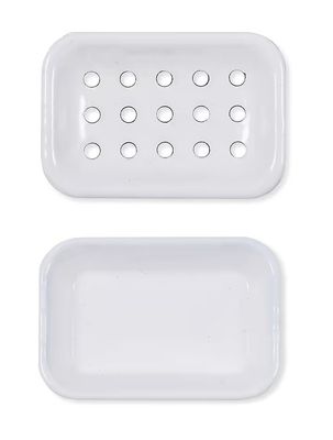 White Two-Part Enamel Soap Dish
