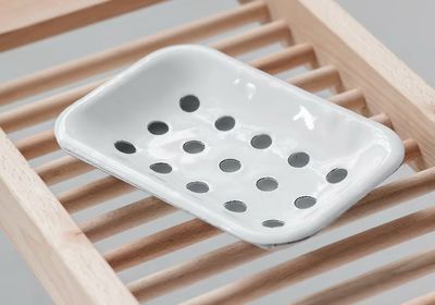 White Two-Part Enamel Soap Dish