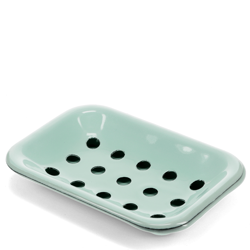 Pale Green Two-Part Enamel Soap Dish