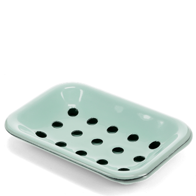 Pale Green Two-Part Enamel Soap Dish