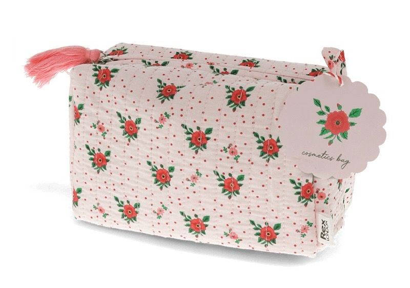 Pink Roses Quilted Makeup Bag