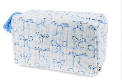 Blue Bows Quilted Wash Bag