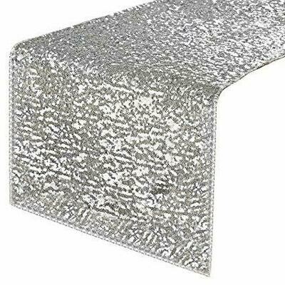 Silver Premium Sequin Table Runner Rental Silver Premium Sequin Table Runner Rental