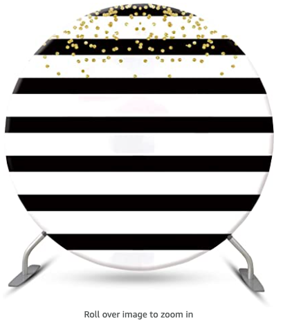 Black and White Stripe Round Backdrop Rental