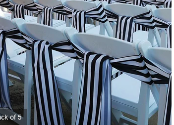 Black and White Stripe Satin Chair Sashes Rental