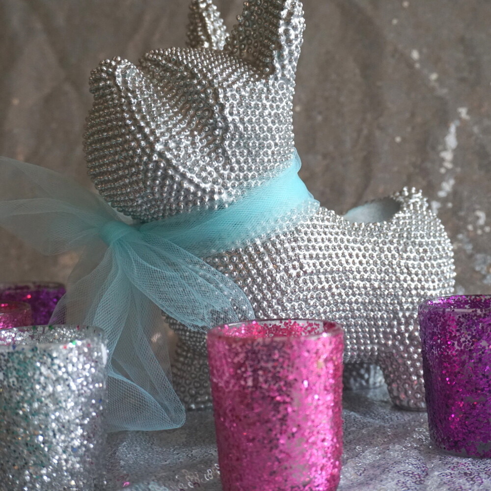 Glitter Votive Candle Holder Set of 12 & Candles (Silver, Pink & Purple) Glitter Votive Candle Holder Set of 12 & Candles (Silver, Pink & Purple)