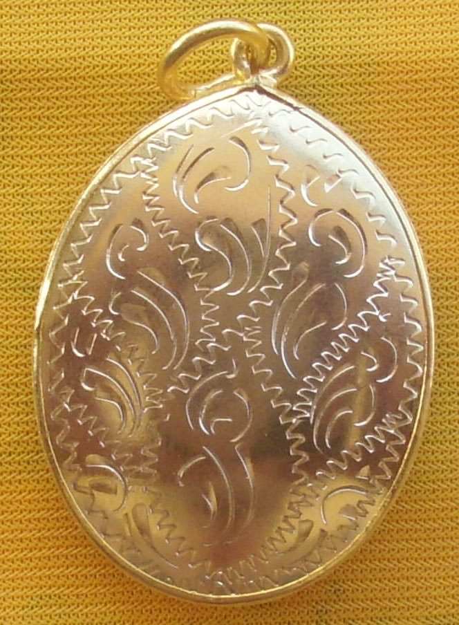 Monk Locket - Luang Ta Maha Bua - Chak Fa (Gold Plated Case, Blue background)