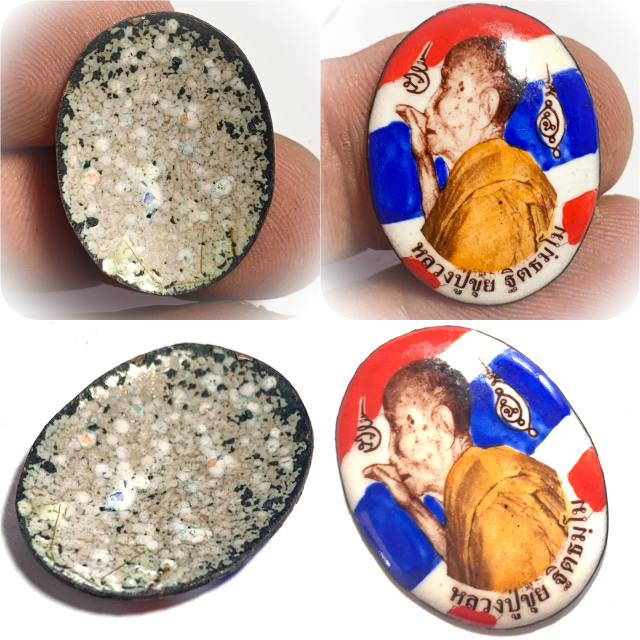 Locket Kreung Ongk See Tong Chart Tricolored Guru Monk Image Luang Phu Khui Wat Sap Takian