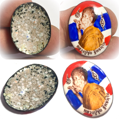 Locket Kreung Ongk See Tong Chart Tricolored Guru Monk Image Luang Phu Khui Wat Sap Takian