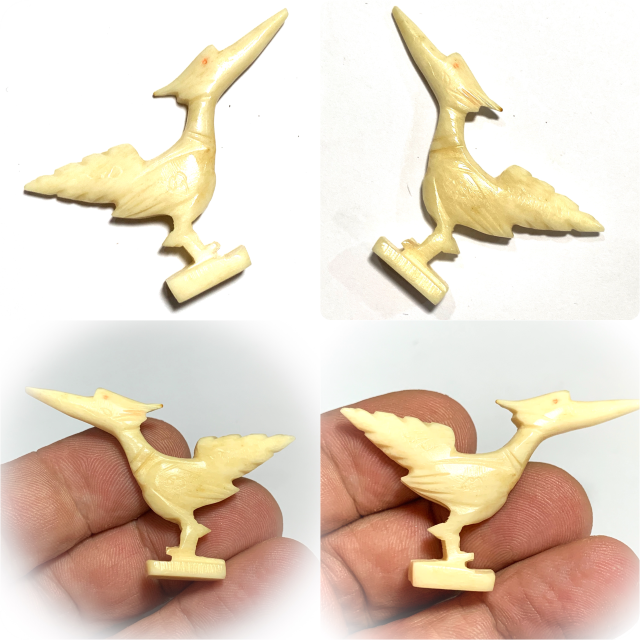 Paya Hongs Tong Nuea Ga Gae Carved Ivory Himapant Swan Hand Inscribed Luang Por Lae Wat Pra Song