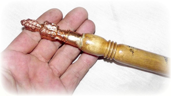 Kata Sri Maha Prohm (Brahma Wand) - Nuea Mai Koon - Magic Wand made from Holy Wood - Luang Por Prohm (Khao Or Master) 14 Inches Long - Wat Ban Suan 2555 BE