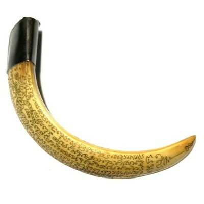 Khiaw Hmoo Dtan Wild Boar Tusk 4 Inches Hand Inscribed Yant Suea Sariga Ongk Pra &amp; Khom Spell Inscriptions Luang Por Sawai Wat Bridaram