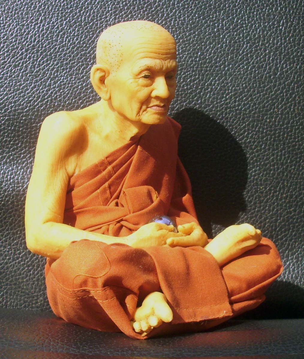 Luang Por Tuad Bucha statue realistic wax figurine - 6 inch high