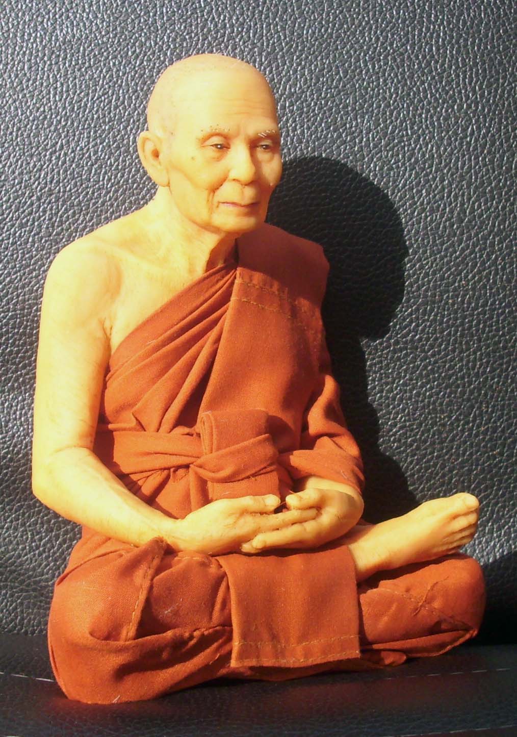 Luang Por Tan Klai (Wajasit) Bucha statue realistic wax figurine - 7.5 inch high