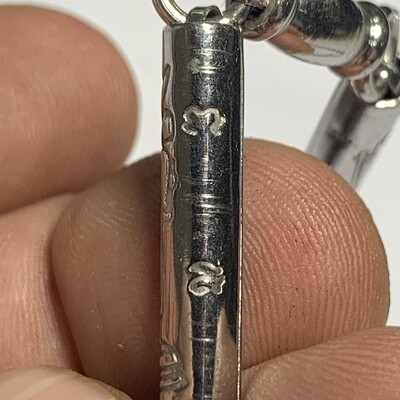 Stainless Steel Neck Chain for Amulets medium gauge with  Pra Sivali Arahant and Khom spells 1 single amulet attachment 25 Inches