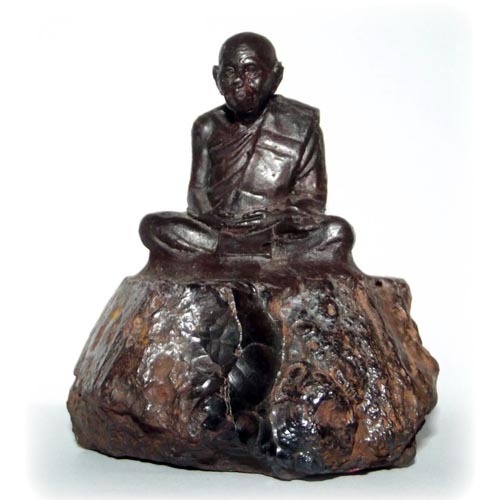 Adamantine Bucha Statue of the Great Master Por Tan Klai on a piece of Lek Lai - 2.5 x 3 Inches - Blessed by LP Khai &amp; the Khao Or Masters