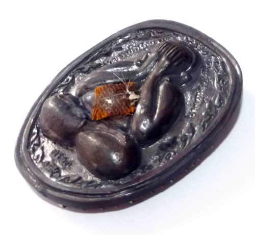 Pra Pid Ta Pokasap Nuea Loha Rom Dam with 108 Takrut, Sacred Gemstone, Buddhist Relics, and Tiger Amulet by Luang Por Supoj of Wat Huang Pattana