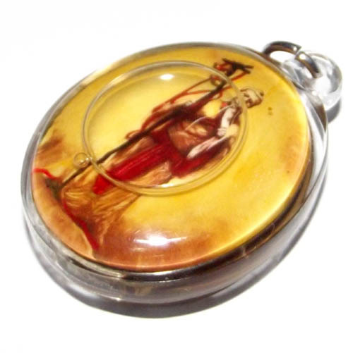 Kamataep Locket - Deva of Love immersed in Prai Oil + In Koo + 2 Silver Takrut Maha Sanaeh - AC Perm Prai Dam