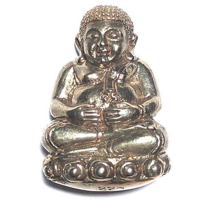 Pra Sangkajjai Wealthy Buddha - Nuea Samrit Phiw Ngern (Bronze Silver alloy)  - Run Gathin Jao Sua 2554 BE - Por Tan Prohm - Wat Palanupap 2 x 2.7 Cm - Free Casing + Shipping Included #227
