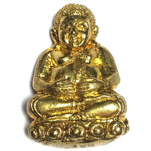 Pra Sangkajjai Wealthy Buddha - Nuea Tong Rakang - Run Gathin Jao Sua 2554 BE - Por Tan Prohm - Wat Palanupap 2 x 2.7 Cm - Free Casing + Shipping Included #122