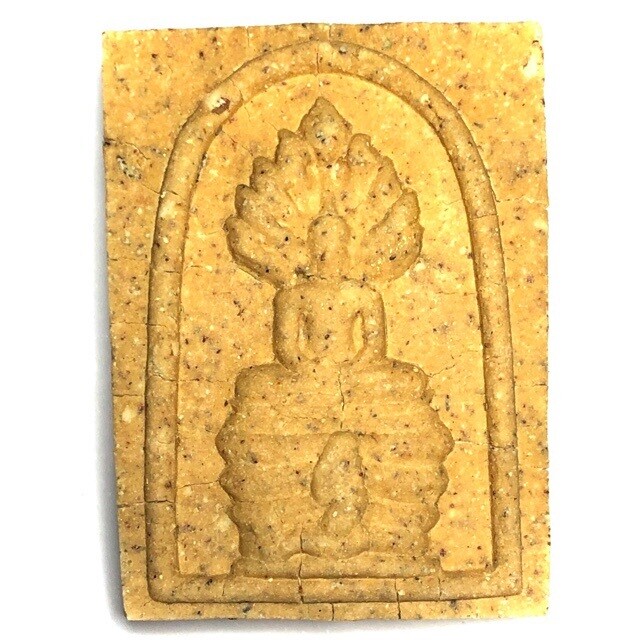 Pra Somdej Nakprok Nuea Pong Wan 108 Pasom Kled Tong (108 Herbal powders with gold flakes) 4 x 3 Cm - Bucha Kroo 2555 BE Edition - Luang Phu Bun Mee