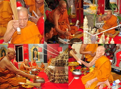 Taw Waes Suwan Gae Pi Chong Edition 2555 BE - Nuea Galai Tong - Gold Plated Sacred Brass with Powders in Base - Luang Por Foo - Wat Bang Samak