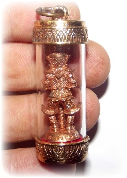 Taw Waes Suwan Gae Pi Chong Edition 2555 BE - Nuea Samrit - Sacred Bronze with Powders & 1 Silver Takrut in Base - Luang Por Foo - Wat Bang Samak