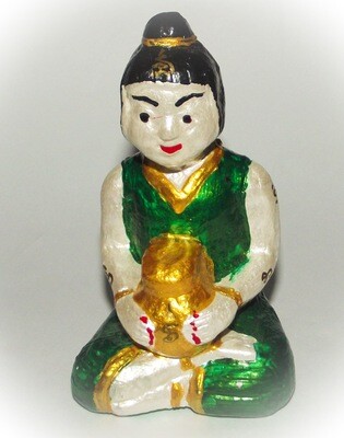 Kumaree - Female Kumarn Tong Bucha Statue (Green) - stuffed with Nam Man Prai - Luang Por Dam - Wat Pra Puttabat Radtana Kiree