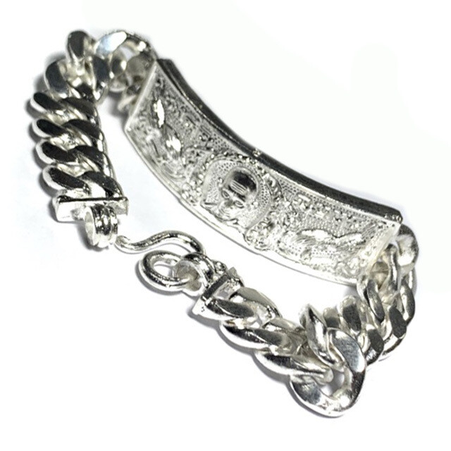 Gamlai Ngern Chana Jon Conquer Poverty Edition 50 Grams Solid Silver Bracelet 2556 BE Luang Por Ruay Wat Tago
