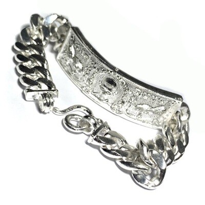 Gamlai Ngern Chana Jon Conquer Poverty Edition 50 Grams Solid Silver Bracelet 2556 BE Luang Por Ruay Wat Tago