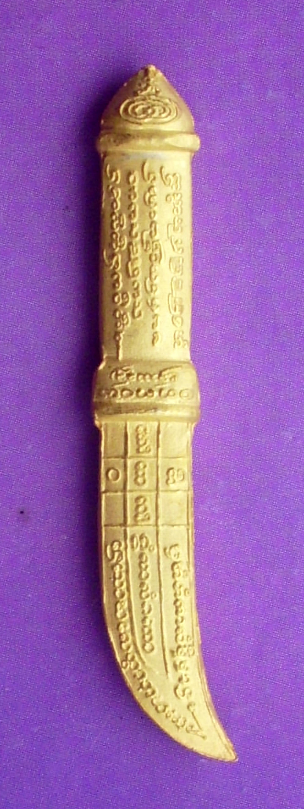 Dab Sri Ganchai Dtua Jiw (Mini Magic Sword) - Nuea Loha Chup Tong (Sacred Metals, Gold Plated) - Traimas 52 edition - Kroo Ba Aryachat - Wat Saeng Gaew Potiyan