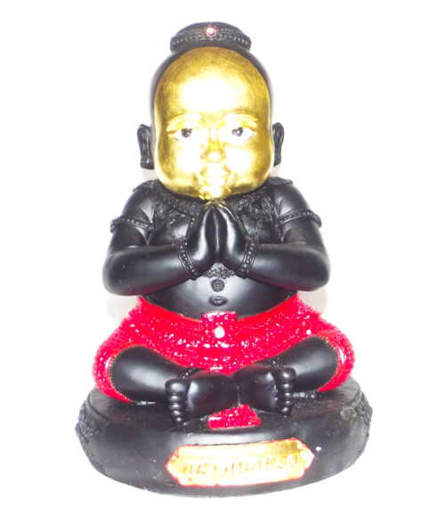 Kumarn Nuea Tong - 5 x 10 Inch Bucha Statue - Gold Leaf Face - Bantian Mian Jia Maha Sanaeh Edition - Luang Phu In