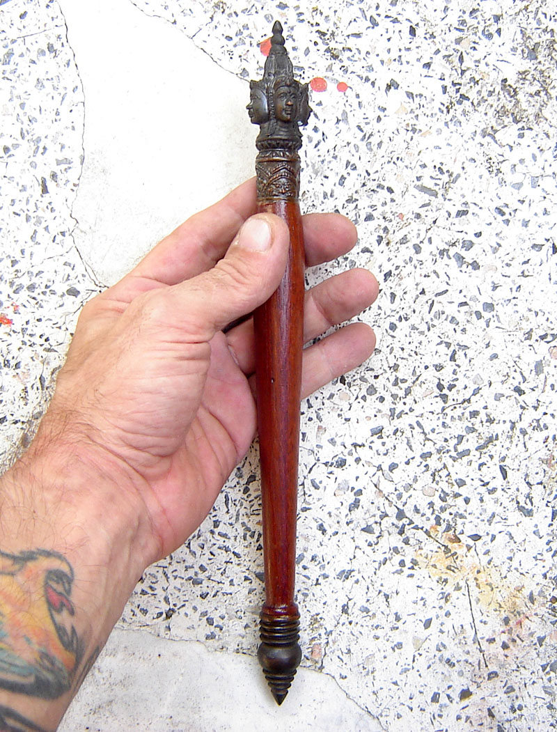 Mai Kroo Maha Prohm Jadturapakdtr (four faced Brahma Wand 11 Inch) - Luang Phu Hmun Thidtasilo - Wat Ban Jan - 2546 BE  (Extremely rare! 499 Made)