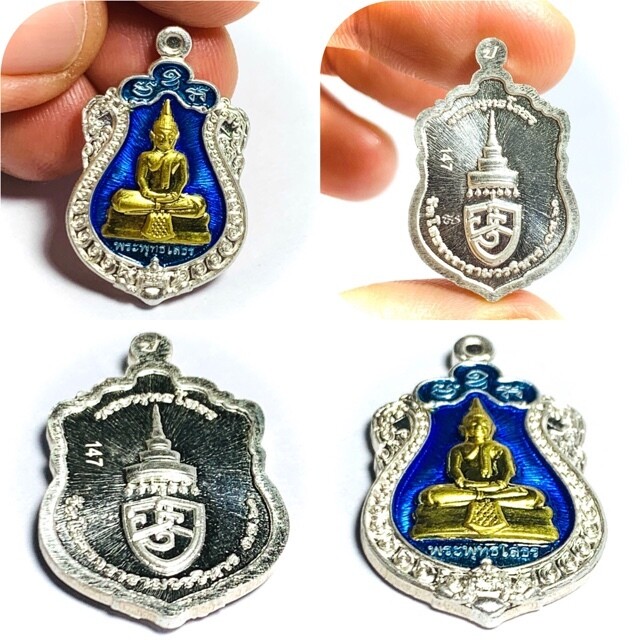 Rian Sema Yai Luang Por Sotorn Code Sor 1st Edition Solid Silver Frame Solid Gold Buddha Blue Rachawadee Enamels Limited Series Code Wat Saman 2561 BE