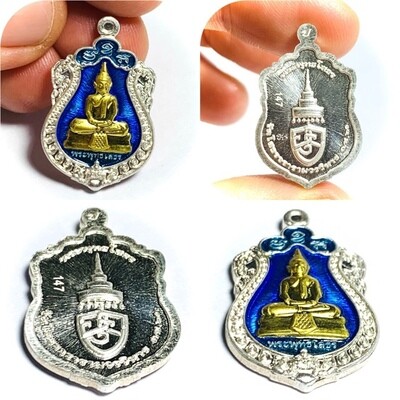 Rian Sema Yai Luang Por Sotorn Code Sor 1st Edition Solid Silver Frame Solid Gold Buddha Blue Rachawadee Enamels Limited Series Code Wat Saman 2561 BE