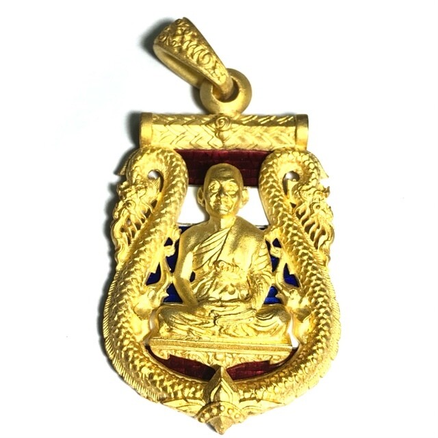 Rian Chalu Yok Chan Sum Paya Nak Nuea Loha Chup Tong Kam Bronze &amp; 24K solid gold plating tricolor enamel Niramit Choke Edition Luang Por Jaran 2554 BE