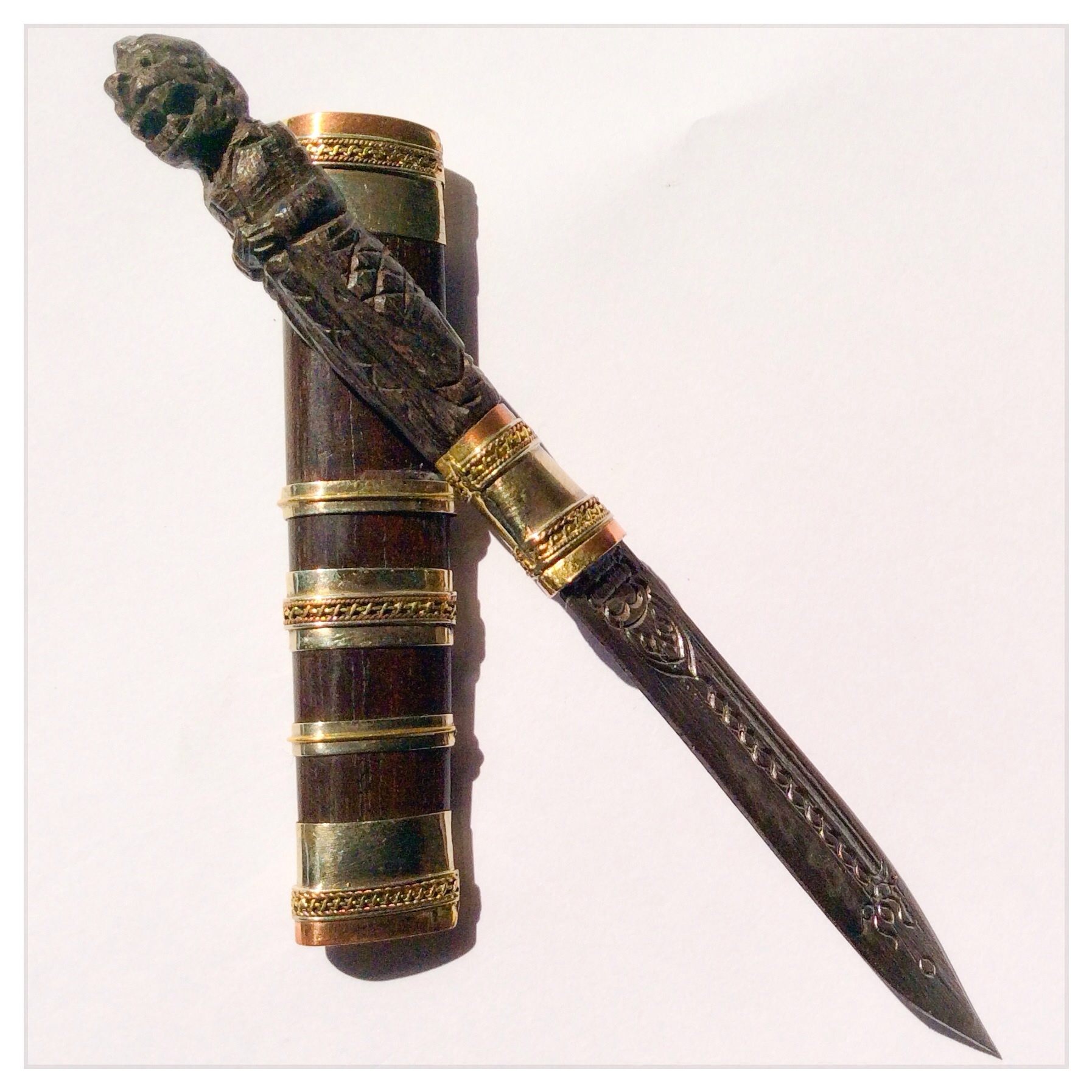 Mitmor Daam Hanuman - carved wood sheath &amp; handle &amp; Magical inscription - Luang Por Prohm (Wat Ban Suan)
