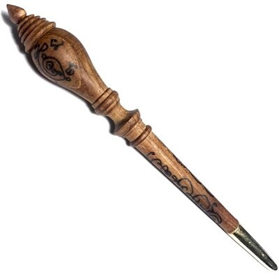 Mai Kroo Rit Waet Nor Mo Khao Or - Magic Wand from Red Holy Payung Wood with Spell Inscription by Luang Por Prohm  - Wat Ban Suan