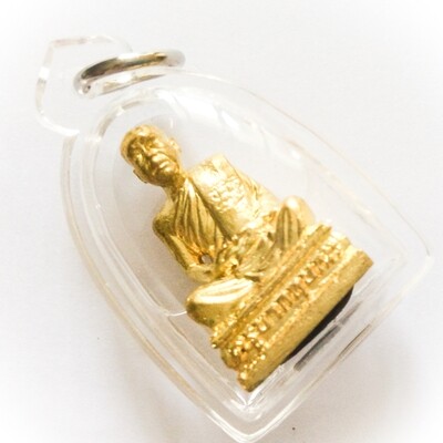 Pra Kring Ud Pong Sariga Dong- Kroo Ba Krissana Bucha Statuette- Neua Samrit- (Gloss Bronze+ Sacred Sariga Dong, Taewa Nakrii Powders, Individually Stamped) -Sae Yid 60 Edition