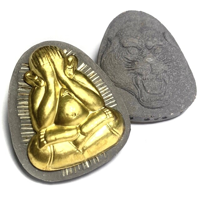 Pra Pid Ta Pokasap Pim Jumbo Sacred Brass Image 56 Solid Silver Takrut - Luang Por Supoj - Wat Huang Pattana