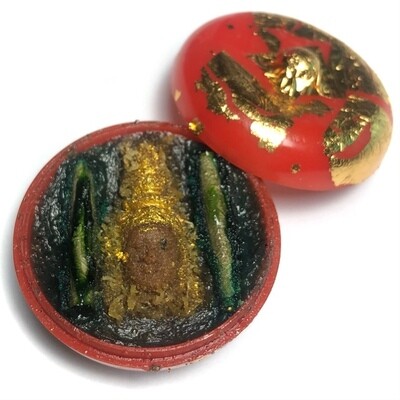 Nuad Prai Manorah Performing Arts Metta Balm with Takrut Sariga Koo + Pra Laks Hnaa Tong amulet inserted - Pra Ajarn Taep Pongsawadarn